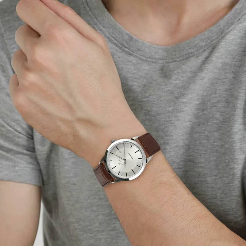 Titan Workwear Brown Leather Men's Watch- 1584SL03